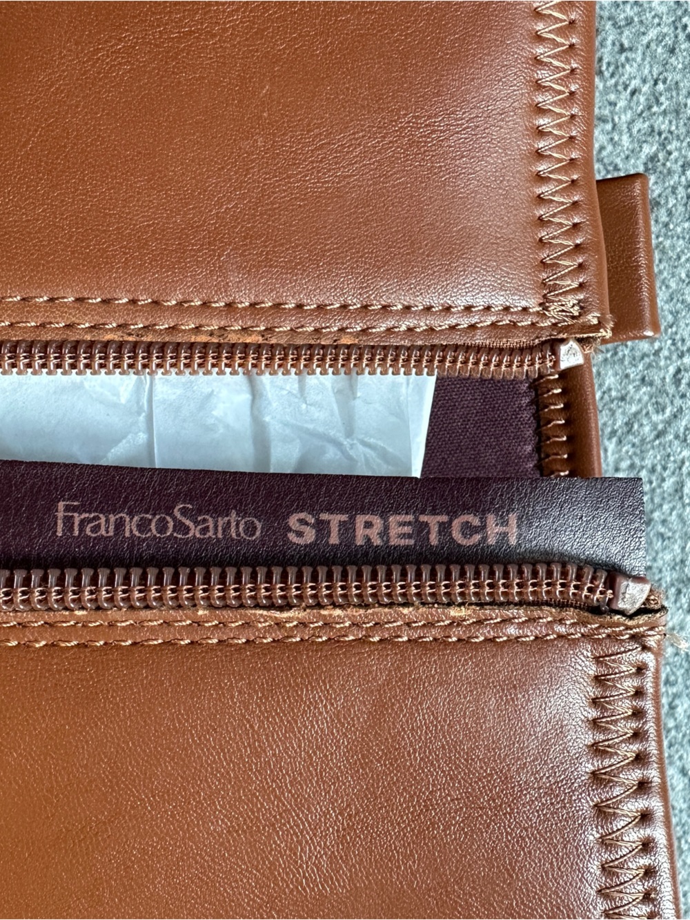NIB Franco Sarto Cognac Wide Calf Merina Knee‑High Riding Boots 7.5 Equestrian - Picture 10 of 14